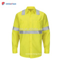 High 360 Degree Visibility Yellow Work Polo Shirts Long Sleeve Safety Shirt With Reflective Tapes Class 3